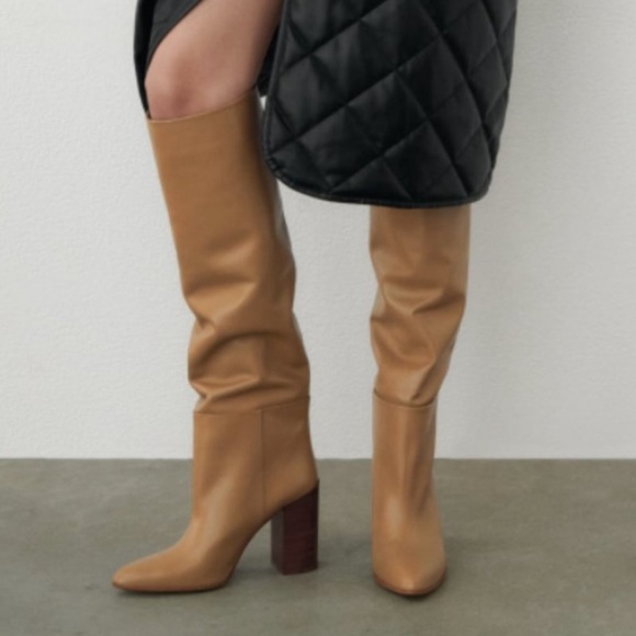Zara Shoes - Zara Heeled Knee High Boots - 100% Real Leather